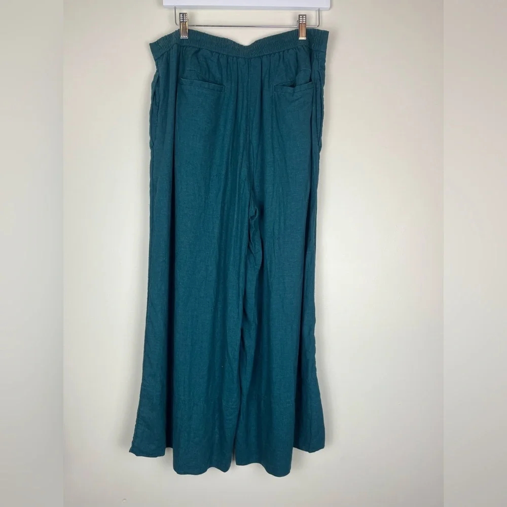 BANANA REPUBLIC Women’s Linen Blend High Rise Wide Leg Crop Pant Teal Medium
